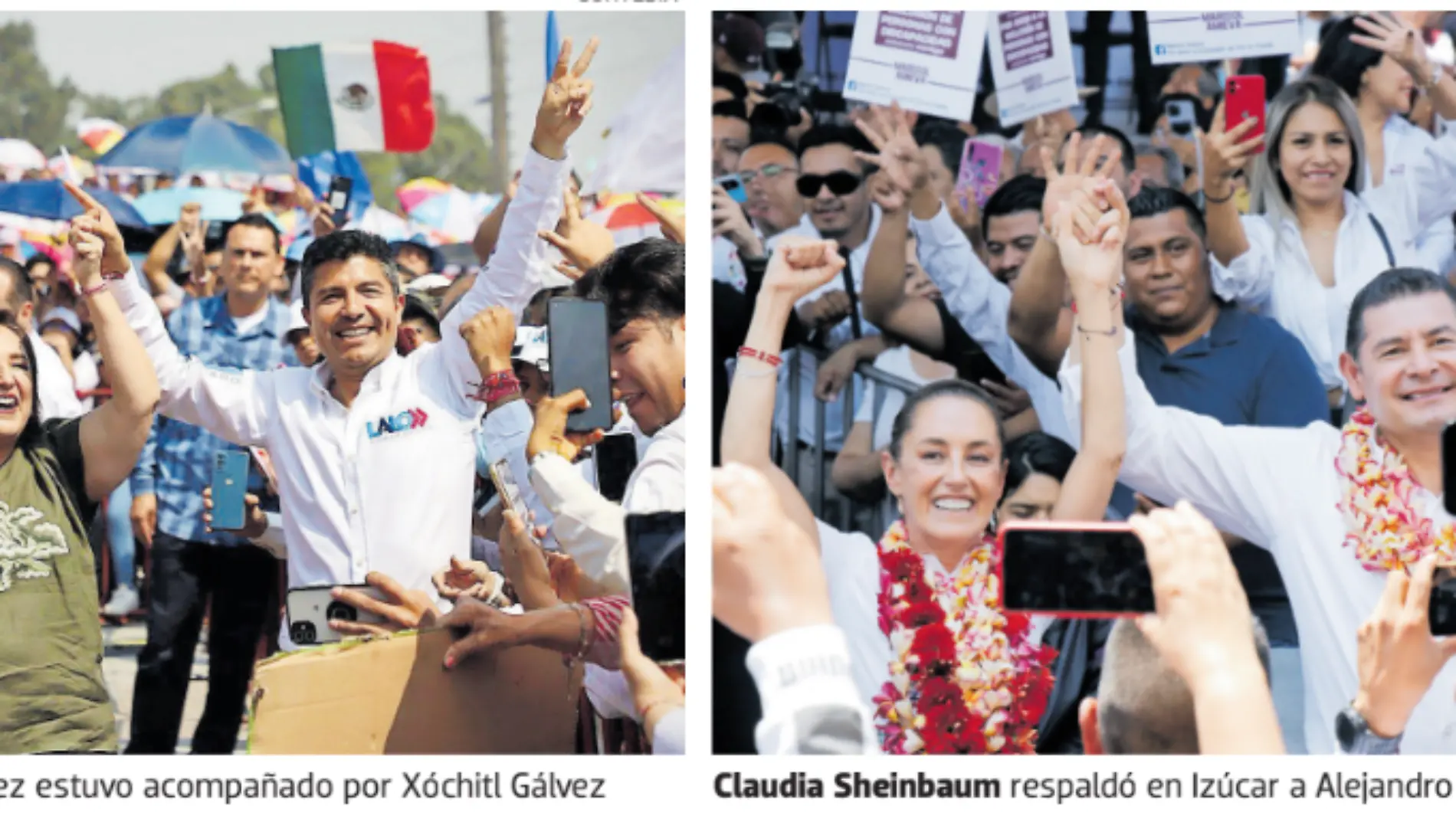 Xóchitl Gálvez y Claudia Sheinbaum cobijan a candidatos a la gubernatura en Puebla 